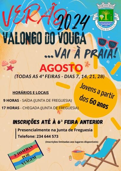 VERÃO 2024 - passeios à praia para idosos (a partir dos 60 anos) 