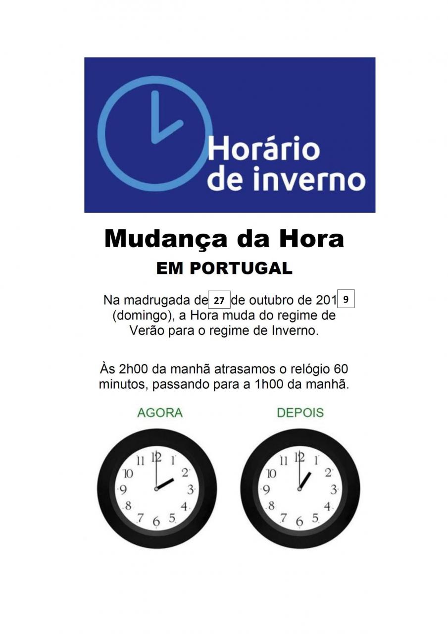 Mudança da hora - Horário de Inverno