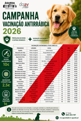 Campanha de Vacina&ccedil;&atilde;o Antirr&aacute;bica 2026 &ndash; Valongo do Vouga