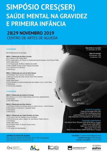 Simpósio Cres(SER) "Saúde Mental na gravidez e primeira infância" - 28 e 29 de novembro de 2019 no CAA